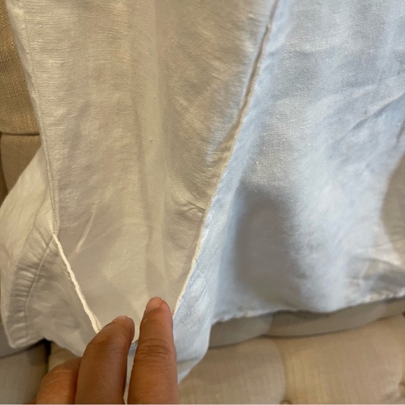 SAMSON Dress Women’s M White Linen Ruffled Neck dress Pockets - Picture 7 of 11